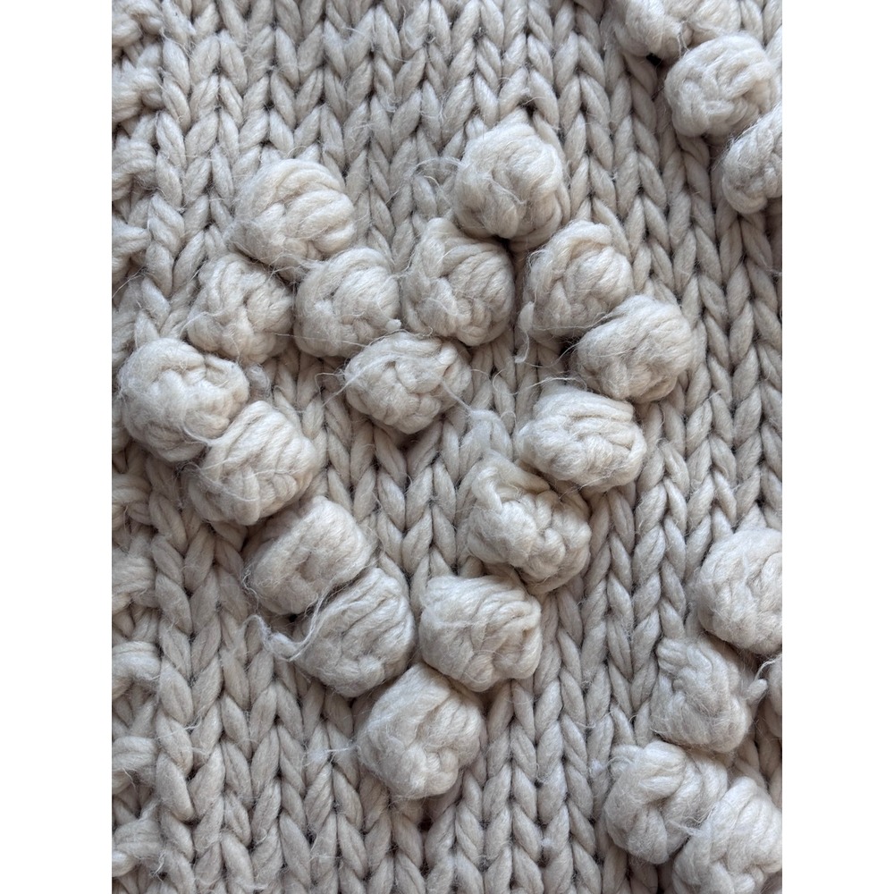 EN‎ CREME Textured heart Bobble Knit Cream  Cardigan Sweater Cream Beige S/M - Picture 8 of 11